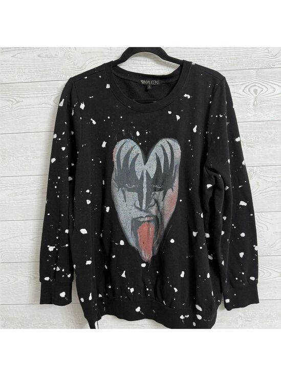 The Vinyl Icons Tops - The Vinyl Icons Women’s Black Pullover “KISS” Sweatshirt. Size 2 (XL)